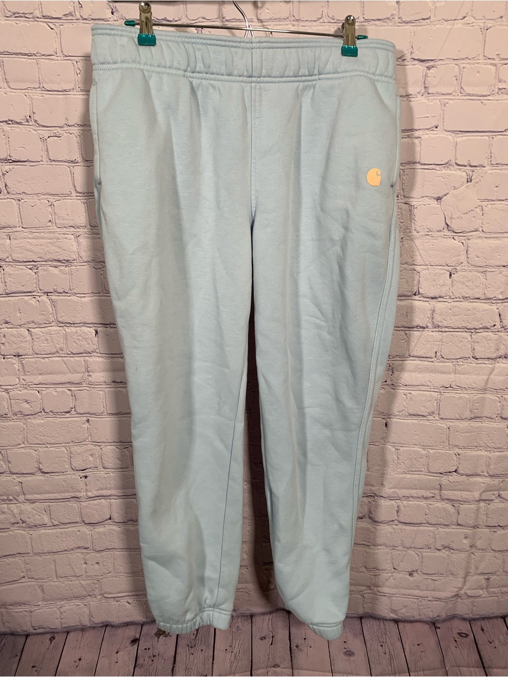 Carhartt Womens Relaxed Fit Fleece Joggers Light Blue Sz L Casual Loungewear